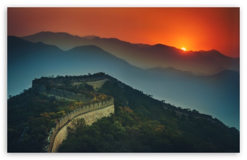 great wall sunset wallpaper