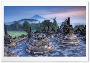 The Hidden Buddhist Temple Of Borobudur At Sunrise, Indonesia Ultra HD Wallpaper for 4K UHD Widescreen desktop, tablet & smartphone