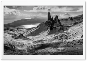 The Old Man of Storr rocky Hill in Scotland, Panoramic View Ultra HD Wallpaper for 4K UHD Widescreen desktop, tablet & smartphone