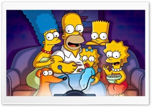 The Simpsons Family Watching TV Ultra HD Wallpaper for 4K UHD Widescreen desktop, tablet & smartphone