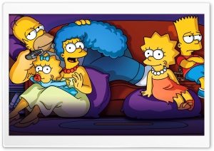 The Simpsons on their Couch Scene 4K UHD Wallpaper for Widescreen and UltraWide Desktop, UltraHD TV, Smartphone, Tablet