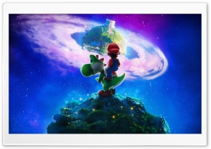 The Super Mario Galaxy Movie Yoshi and Mario 4K UHD Wallpaper for Widescreen and UltraWide Desktop, UltraHD TV, Smartphone, Tablet