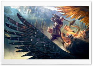 The Witcher 3 Wild Hunt Geralt and a Griffin Ultra HD Wallpaper for 4K UHD Widescreen desktop, tablet & smartphone