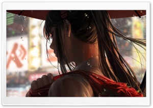 Through The Rain Anime Girl Walk Ultra HD Wallpaper for 4K UHD Widescreen desktop, tablet & smartphone