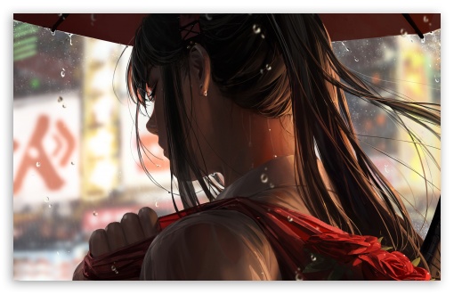 Download 8k Anime Girl In Rain Wallpaper