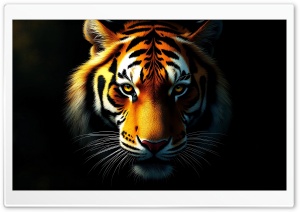 Tiger Portrait in Low Light Art 4K UHD Wallpaper for Widescreen and UltraWide Desktop, UltraHD TV, Smartphone, Tablet