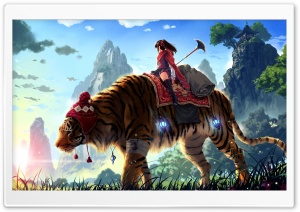 Tiger Ride Painting Ultra HD Wallpaper for 4K UHD Widescreen desktop, tablet & smartphone