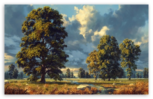 Timeless Trees, Illustration of a Picturesque Landscape UltraHD Wallpaper for UHD 16:9 ; HD 16:9 ; UltraWide 21:9 24:10 32:9 32:10 ; Widescreen 16:10 5:3 ; Fullscreen 4:3 5:4 3:2 ; Tablet 1:1 ; Mobile 9:16 9:19.5 9:20 10:16 2:3 3:5 3:4 ; Dual 16:10 5:3 16:9 4:3 5:4 3:2 ;