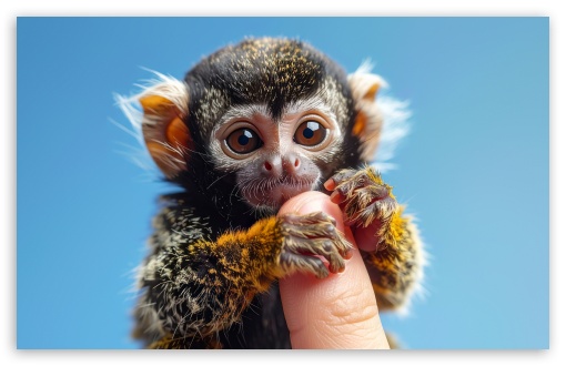 Tiny Baby Pygmy Marmoset Hugging A Human Finger UltraHD Wallpaper for UHD 16:9 ; HD 16:9 ; UltraWide 21:9 24:10 ; Widescreen 16:10 5:3 ; Fullscreen 4:3 5:4 3:2 ; Tablet 1:1 ; Mobile 9:16 9:19.5 9:20 10:16 2:3 3:5 3:4 ;
