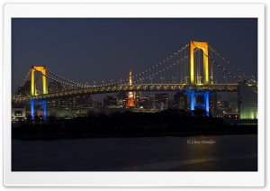 Tokyo Rainbow Bridge at Night Ultra HD Wallpaper for 4K UHD Widescreen desktop, tablet & smartphone
