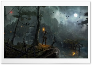 Tomb Raider 2013 Night Concept Art Ultra HD Wallpaper for 4K UHD Widescreen desktop, tablet & smartphone