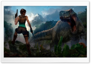 Tomb Raider Legacy of Atlantis, Lara Croft, TRex 4K UHD Wallpaper for Widescreen and UltraWide Desktop, UltraHD TV, Smartphone, Tablet