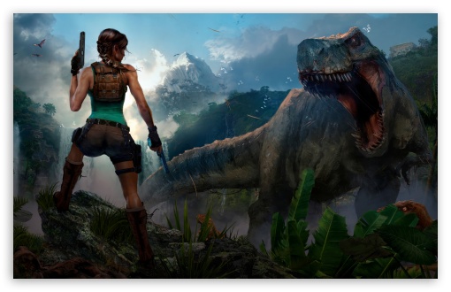 Tomb Raider Legacy of Atlantis, Lara Croft, TRex UltraHD Wallpaper for UHD 16:9 ; HD 16:9 ; UltraWide 21:9 24:10 ; Widescreen 16:10 5:3 ; Fullscreen 4:3 3:2 ; Mobile 9:16 9:19.5 9:20 9:21 9:22 10:16 2:3 3:5 3:4 ;