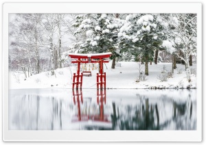 Torii Gate, Japan, Tranquility, Winter 4K UHD Wallpaper for Widescreen and UltraWide Desktop, UltraHD TV, Smartphone, Tablet