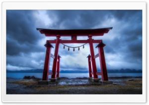 Torii Gate, Lake Tazawa Ultra HD Wallpaper for 4K UHD Widescreen desktop, tablet & smartphone