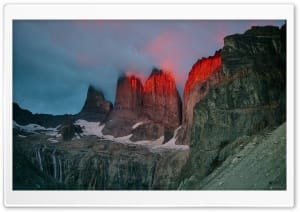 Torres del Paine National Park Chile in Orange Light 4K UHD Wallpaper for Widescreen and UltraWide Desktop, UltraHD TV, Smartphone, Tablet