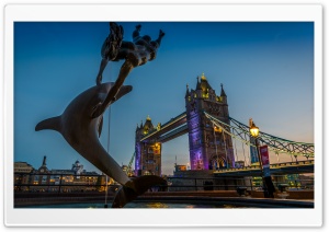 Tower Bridge Dolphin Statue Ultra HD Wallpaper for 4K UHD Widescreen desktop, tablet & smartphone
