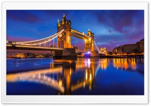 Tower Bridge Reflected in the River Thames 4K UHD Wallpaper for Widescreen and UltraWide Desktop, UltraHD TV, Smartphone, Tablet