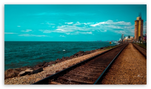 TracksRails and Ocean UltraHD Wallpaper for UHD 16:9 ; HD 16:9 ;