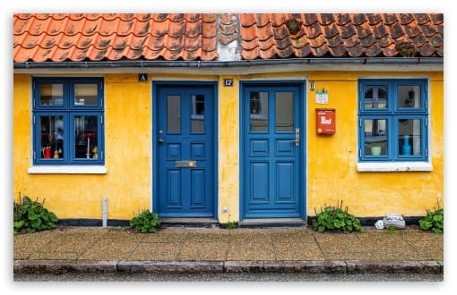 Traditional Houses in the Old Town of Saeby, Denmark UltraHD Wallpaper for UHD 16:9 ; HD 16:9 ; UltraWide 21:9 24:10 ; Widescreen 16:10 ;