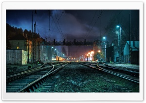 Train Station At Night Ultra HD Wallpaper for 4K UHD Widescreen desktop, tablet & smartphone