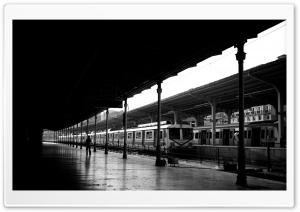 Train Station Black And White Ultra HD Wallpaper for 4K UHD Widescreen desktop, tablet & smartphone