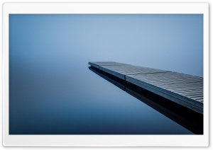 Tranquil Lake, Dock, No One, Fog, Minimalism 4K UHD Wallpaper for Widescreen and UltraWide Desktop, UltraHD TV, Smartphone, Tablet