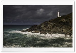 Trevose Head Lighthouse, Storm Clouds Ultra HD Wallpaper for 4K UHD Widescreen desktop, tablet & smartphone