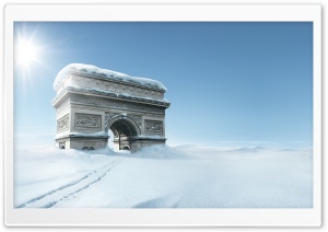 Triumphal Arch, Winter Ultra HD Wallpaper for 4K UHD Widescreen desktop, tablet & smartphone