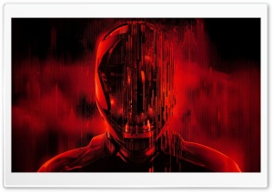 Tron Ares Red Glitch Helmet 4K UHD Wallpaper for Widescreen and UltraWide Desktop, UltraHD TV, Smartphone, Tablet