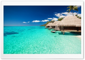 Tropical Beach Bungalows 4K UHD Wallpaper for Widescreen and UltraWide Desktop, UltraHD TV, Smartphone, Tablet