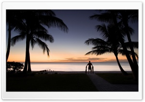 Tropical Beach Silhouette Ultra HD Wallpaper for 4K UHD Widescreen desktop, tablet & smartphone