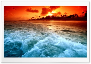 Tropical Beach Sunset Ultra HD Wallpaper for 4K UHD Widescreen desktop, tablet & smartphone