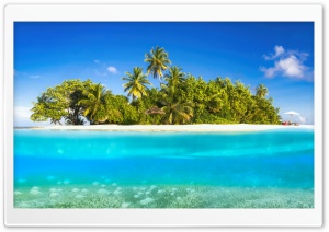 Tropical, Island, Vacation, Holiday, Travel, Coral Reef, Crystal Clear Water, Ocean, Paradise, Summer 4K UHD Wallpaper for Widescreen and UltraWide Desktop, UltraHD TV, Smartphone, Tablet