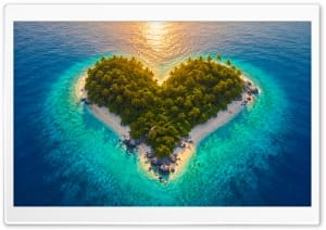 Tropical Paradise Heart Island 4K UHD Wallpaper for Widescreen and UltraWide Desktop, UltraHD TV, Smartphone, Tablet