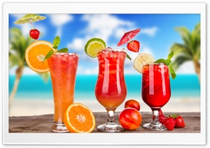 Tropical Summer Cocktails 4K UHD Wallpaper for Widescreen and UltraWide Desktop, UltraHD TV, Smartphone, Tablet