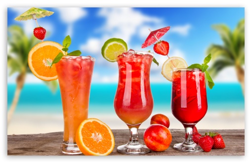 Tropical Summer Cocktails UltraHD Wallpaper for UHD 16:9 ; HD 16:9 ; Widescreen 16:10 5:3 ; Fullscreen 4:3 5:4 3:2 ; Tablet 1:1 ;