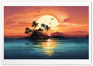 Tropical Sunset Art Ultra HD Wallpaper for 4K UHD Widescreen desktop, tablet & smartphone