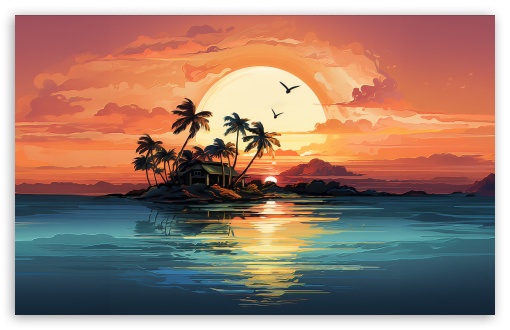 Tropical Sunset Art UltraHD Wallpaper for UHD 16:9 2160p 1440p 1080p 900p 720p ; 8K UHD TV 16:9 Ultra High Definition 2160p 1440p 1080p 900p 720p ; UltraWide 21:9 24:10 ; Widescreen 16:10 5:3 WHXGA WQXGA WUXGA WXGA WGA ; Fullscreen 4:3 5:4 3:2 UXGA XGA SVGA QSXGA SXGA DVGA HVGA HQVGA ( Apple PowerBook G4 iPhone 4 3G 3GS iPod Touch ) ; Tablet 1:1 ; Mobile 9:16 2:3 3:5 3:4 - ;