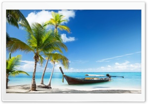 Tropical Traditional Wooden Boat Ultra HD Wallpaper for 4K UHD Widescreen desktop, tablet & smartphone