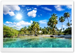 Tropics Palm Trees Sun Beach Ultra HD Wallpaper for 4K UHD Widescreen desktop, tablet & smartphone