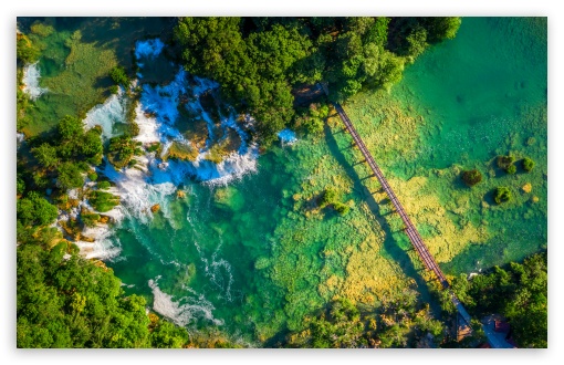 Turquoise River and Wooden Bridge UltraHD Wallpaper for UHD 16:9 ; HD 16:9 ; UltraWide 21:9 24:10 32:9 32:10 ; Widescreen 16:10 ; Tablet 1:1 ; Mobile 9:16 9:19.5 9:20 ; Dual 16:10 16:9 ;