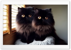 Two Beautiful Black Persan Cats Ultra HD Wallpaper for 4K UHD Widescreen desktop, tablet & smartphone