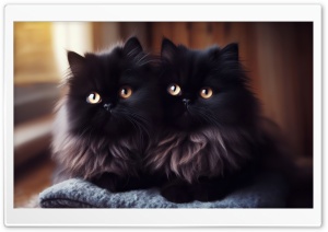 Two Beautiful Sisters Black Persan Kittens Ultra HD Wallpaper for 4K UHD Widescreen desktop, tablet & smartphone