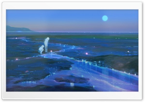 Two Girls Observing Bioluminescence 4K UHD Wallpaper for Widescreen and UltraWide Desktop, UltraHD TV, Smartphone, Tablet