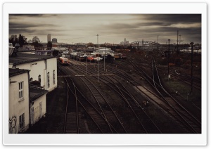 Urban Train Yard Ultra HD Wallpaper for 4K UHD Widescreen Desktop, Lockscreen, Screensaver, TV, Tablet, Smartphone