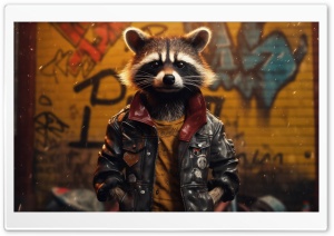 Urban Wildlife The Raccoon's Street Style Ultra HD Wallpaper for 4K UHD Widescreen Desktop, Lockscreen, Screensaver, TV, Tablet, Smartphone