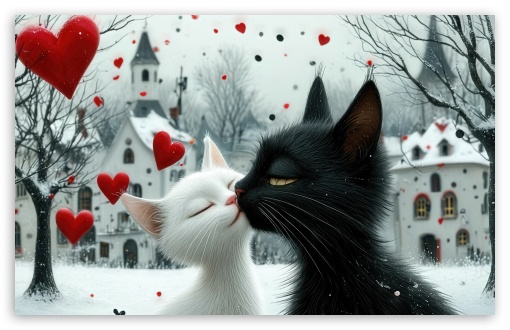 Valentine's Day Cats, Love You Furever UltraHD Wallpaper for HD 16:9 ; UltraWide 21:9 ; Widescreen 16:10 5:3 ; Fullscreen 4:3 5:4 3:2 ; Tablet 1:1 ;