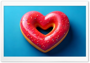 Valentines Day Heart Donut with Red Glaze and Sugar Sprinkles Ultra HD Wallpaper for 4K UHD Widescreen Desktop, Lockscreen, Screensaver, TV, Tablet, Smartphone