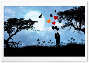 Valentine's Day Love Under The Moonlight Ultra HD Wallpaper for 4K UHD Widescreen desktop, tablet & smartphone